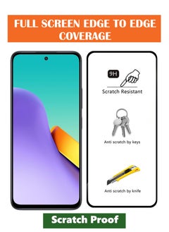 NAFCO For Redmi 12 5G - Full Glue Tempered Glass Screen Protector - Advanced Border-Less Full Edge to Edge ,Shatterproof , High Responsiveness , Higher Transparency , Quick to Install ,Anti-scratch and Bubble-free Screen Protector - Black  - Image 2
