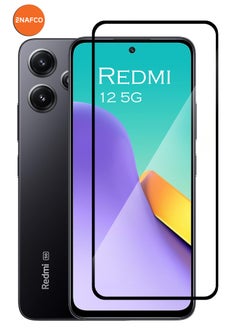 NAFCO For Redmi 12 5G - Full Glue Tempered Glass Screen Protector - Advanced Border-Less Full Edge to Edge ,Shatterproof , High Responsiveness , Higher Transparency , Quick to Install ,Anti-scratch and Bubble-free Screen Protector - Black  - Image 1