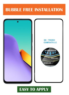 NAFCO For Redmi 12 5G - Full Glue Tempered Glass Screen Protector - Advanced Border-Less Full Edge to Edge ,Shatterproof , High Responsiveness , Higher Transparency , Quick to Install ,Anti-scratch and Bubble-free Screen Protector - Black  - Image 4