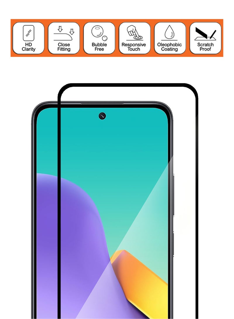 For Redmi 12 5G - Full Glue Tempered Glass Screen Protector - Advanced Border-Less Full Edge to Edge ,Shatterproof , High Responsiveness , Higher Transparency , Quick to Install ,Anti-scratch and Bubble-free Screen Protector - Black - Image 3