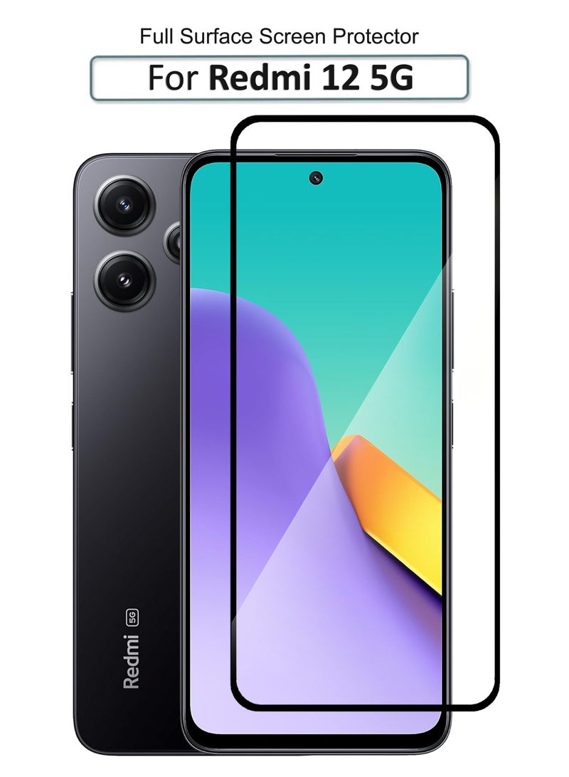 For Redmi 12 5G - Full Glue Tempered Glass Screen Protector - Advanced Border-Less Full Edge to Edge ,Shatterproof , High Responsiveness , Higher Transparency , Quick to Install ,Anti-scratch and Bubble-free Screen Protector - Black - Image 1