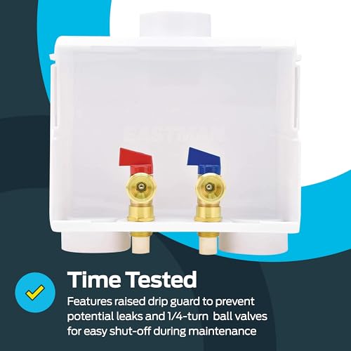 Eastman 1/2 Inch CPVC Connection x 3/4 Inch MHT Washing Machine Outlet Box, Push to Connect Brass Plumbing Fittings, Double Drain, 60244 - Image 4