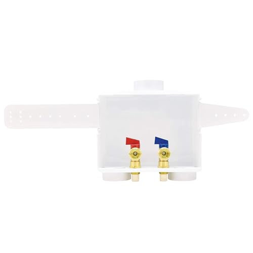 Eastman 1/2 Inch CPVC Connection x 3/4 Inch MHT Washing Machine Outlet Box, Push to Connect Brass Plumbing Fittings, Double Drain, 60244 - Image 1