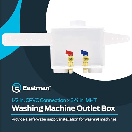 Eastman 1/2 Inch CPVC Connection x 3/4 Inch MHT Washing Machine Outlet Box, Push to Connect Brass Plumbing Fittings, Double Drain, 60244 - Image 2