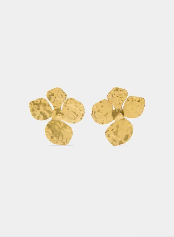 PARFOIS Gold Maxi flower earrings Golden for Women | Best Price UAE