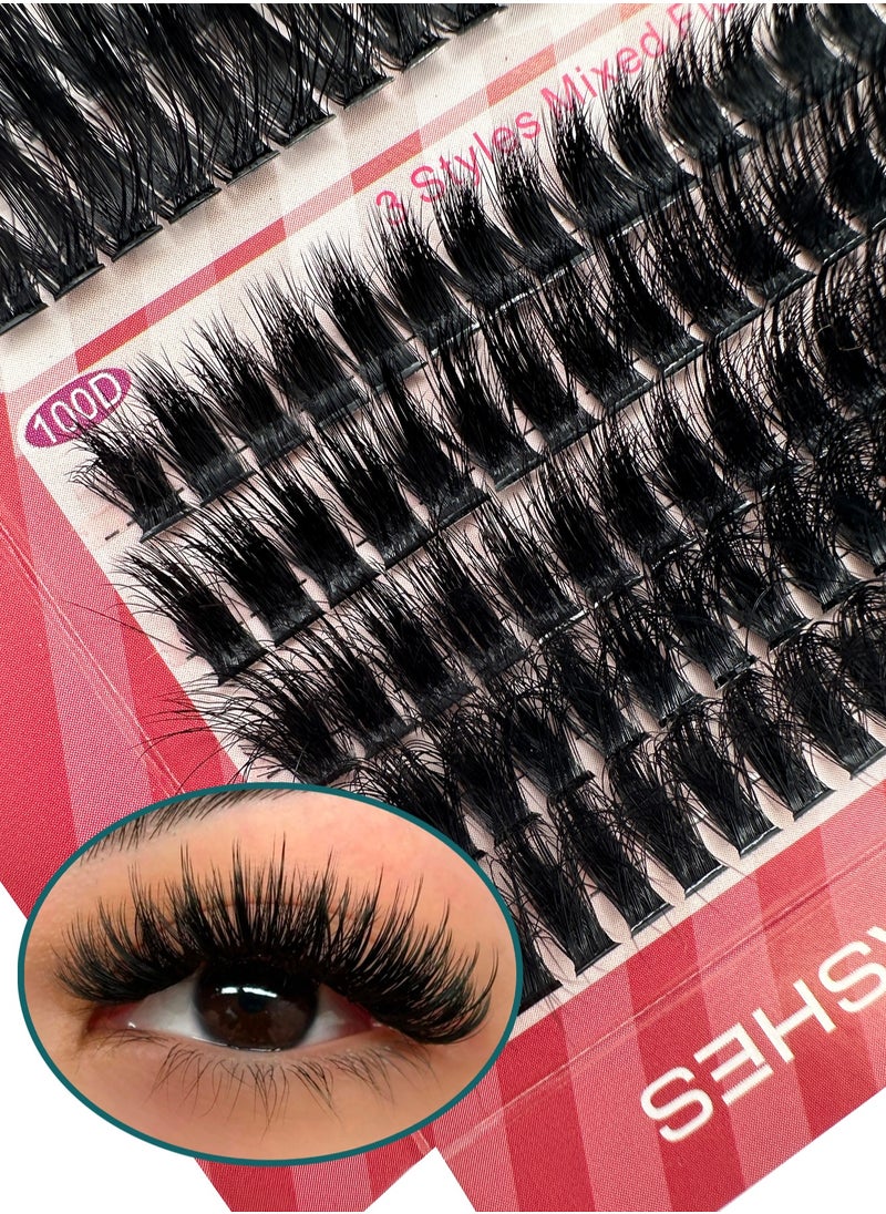 300PCS Curly Fluffy Individual Eyelashes，Soft Curly  False  Lashes， Natural Looking DIY Eyelash Extensions Fluffy False Eyelash Individual Eyelash Clusters Reusable Eyelash Extensions 8- 16mm, 3 Curls D60 D80 D100  for Make up