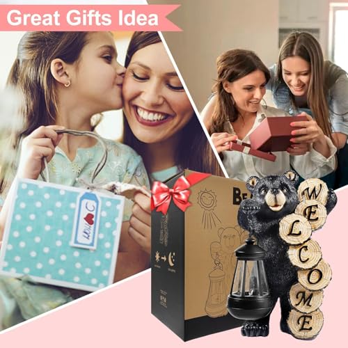 Qeeman Garden Decor Statues: Mothers Day Birthday Gifts for Mom Grandma Women Sister Wife Lady Lover - Front Patio Balcony Yard Art Lawn Ornaments Porch Outdoor Outside Decorations (Bear) - Image 2
