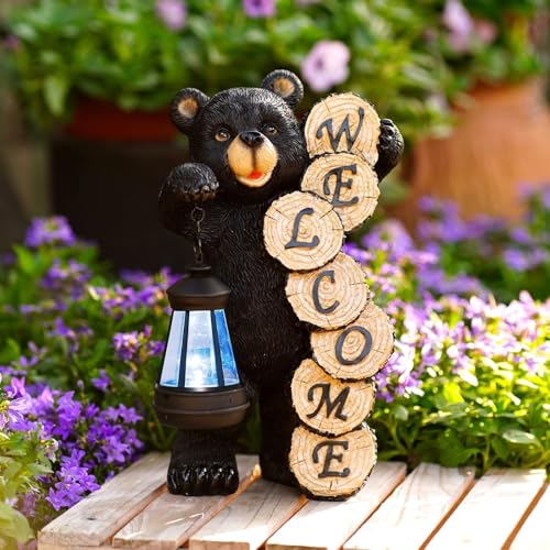 Qeeman Garden Decor Statues: Mothers Day Birthday Gifts for Mom Grandma Women Sister Wife Lady Lover - Front Patio Balcony Yard Art Lawn Ornaments Porch Outdoor Outside Decorations (Bear) - Image 1