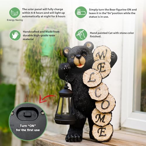 Qeeman Garden Decor Statues: Mothers Day Birthday Gifts for Mom Grandma Women Sister Wife Lady Lover - Front Patio Balcony Yard Art Lawn Ornaments Porch Outdoor Outside Decorations (Bear) - Image 4