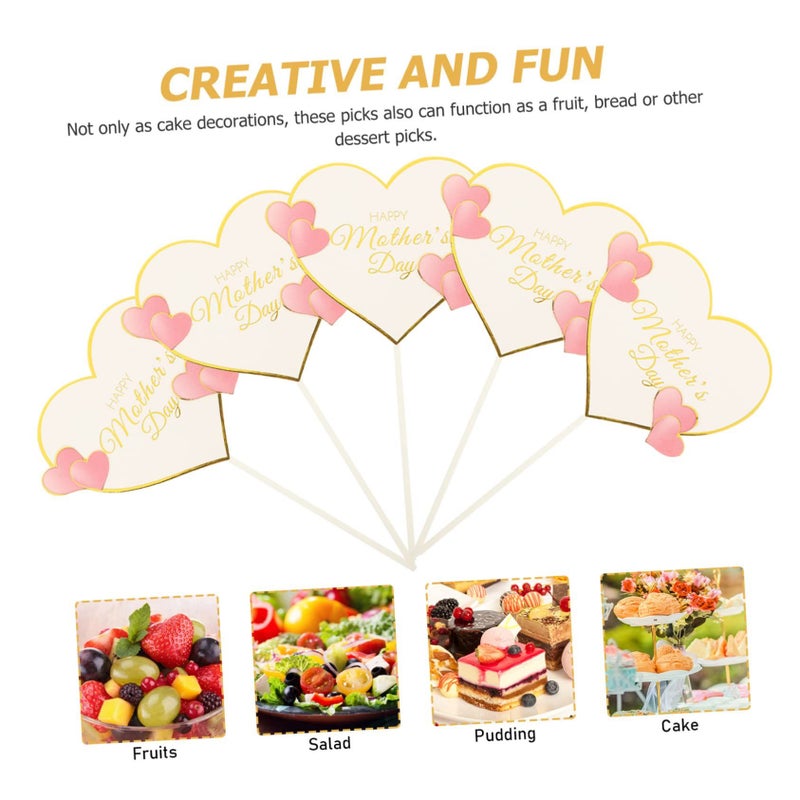Pink Heart Cake Picks 10pcs Birthday Cupcake Toppers DIY Dessert Decoration For Party Celebration - Image 5