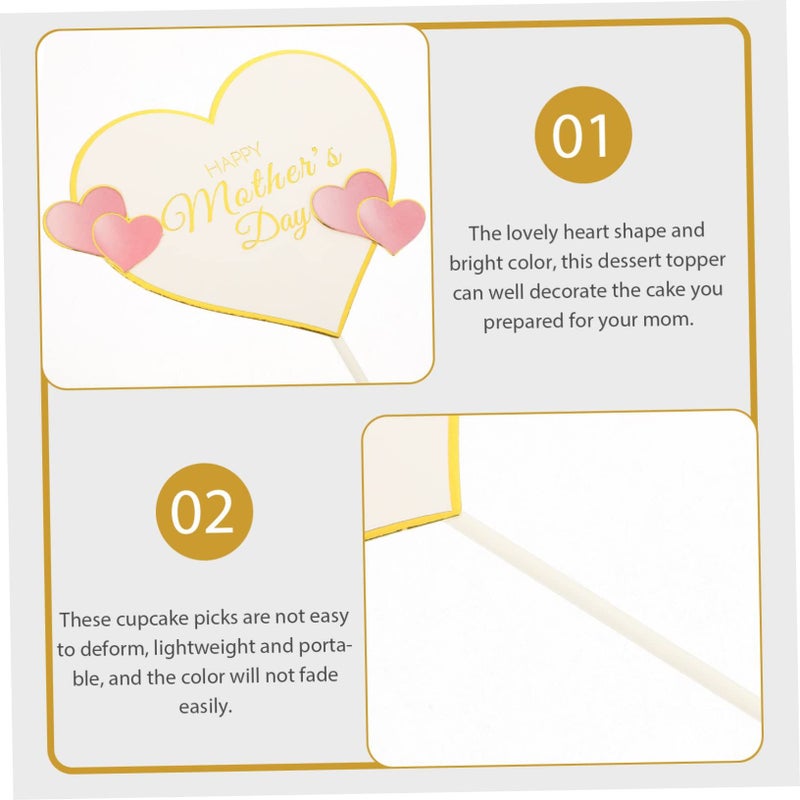 Pink Heart Cake Picks 10pcs Birthday Cupcake Toppers DIY Dessert Decoration For Party Celebration - Image 4