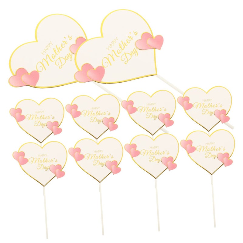 Pink Heart Cake Picks 10pcs Birthday Cupcake Toppers DIY Dessert Decoration For Party Celebration - Image 2