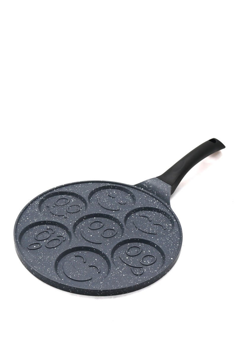 طنجرة بنكيك بسبعة فتحات بعبارات متصلة - طنجرة سوداء دليان غير متصلة للطهي، طنجرة متعددة الفتحات لبنكيك الفطور، البيض والأطعمة والخضروات، تصميم مسلي لوجبات العائلة - Image 1