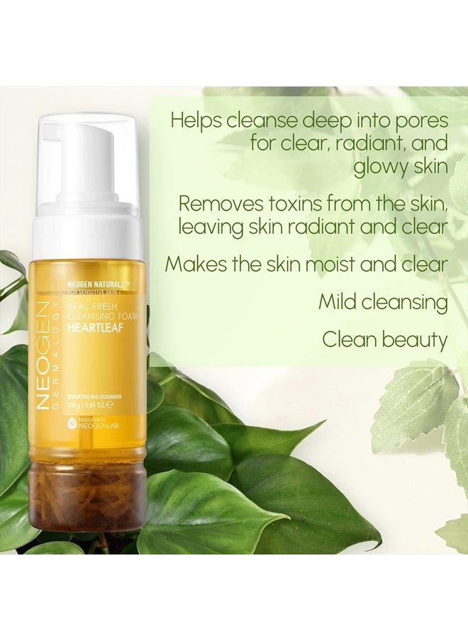 DERMALOGY by NEOGENLAB - NEOGEN Real Fresh Cleansing Foam, Heartleaf 5.64 oz (160g) - Vegan, Cruelty Free, Soothing Cleanser for Sensitive Skin - Korean Skin Care - Image 1