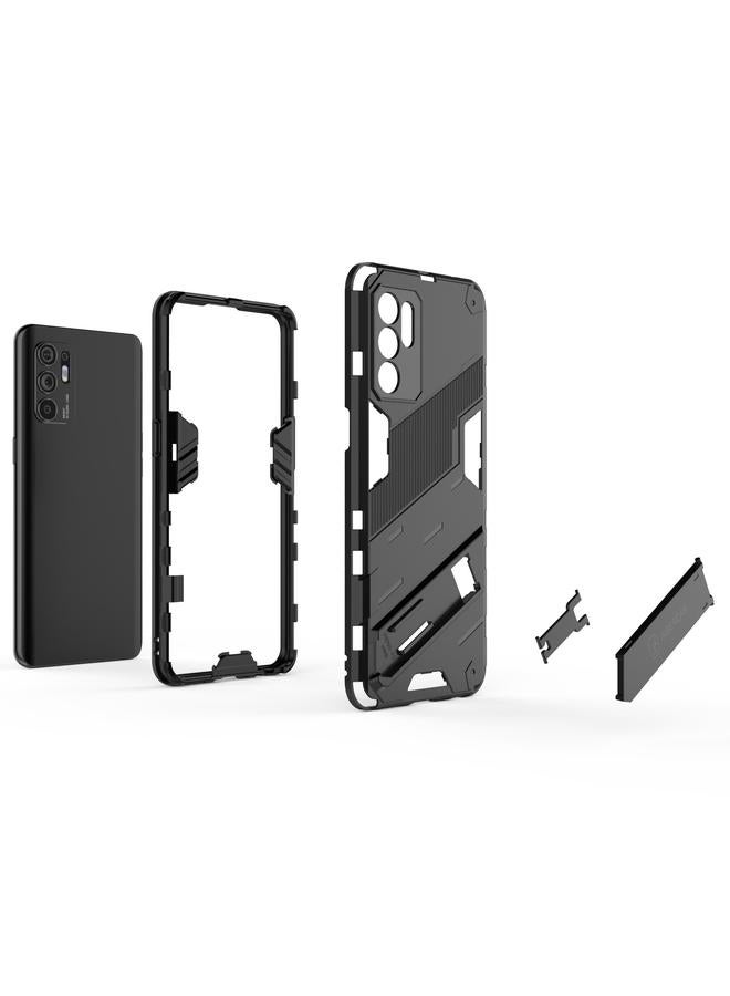 S-TOP Case For OPPO Reno6 4G Punk Armor 2 in 1 PC + TPU Shockproof Case with Invisible Holder - Image 3