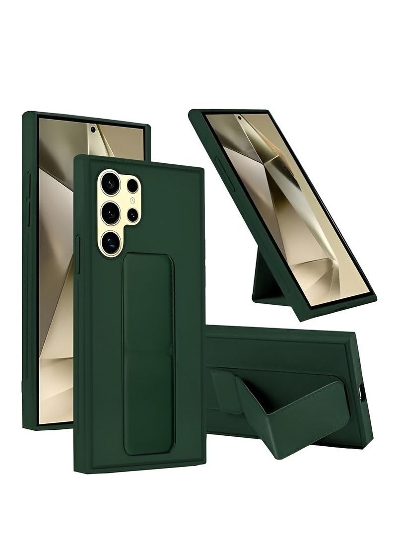 TIGER Samsung Galaxy S24 Ultra Case Cover | Magnetic Car Mount Compatible | Built-in Kickstand for Hands-Free Viewing | Vertical & Horizontal Hand Strap for Secure Grip | Shockproof & Scratch-Resistant | Slim & Lightweight Protective Cover | Durable & Stylish Case for Samsung Galaxy S24 Ultra (6.8-inch) Green - Image 1