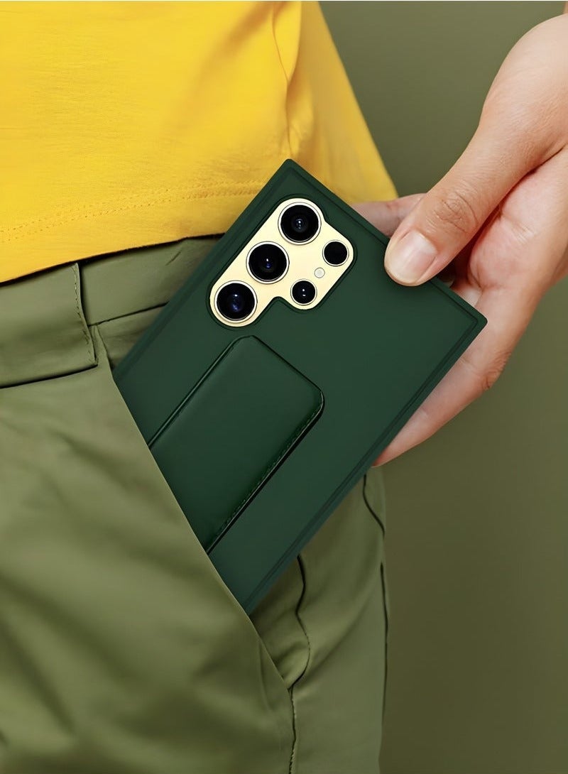 TIGER Samsung Galaxy S24 Ultra Case Cover | Magnetic Car Mount Compatible | Built-in Kickstand for Hands-Free Viewing | Vertical & Horizontal Hand Strap for Secure Grip | Shockproof & Scratch-Resistant | Slim & Lightweight Protective Cover | Durable & Stylish Case for Samsung Galaxy S24 Ultra (6.8-inch) Green - Image 4