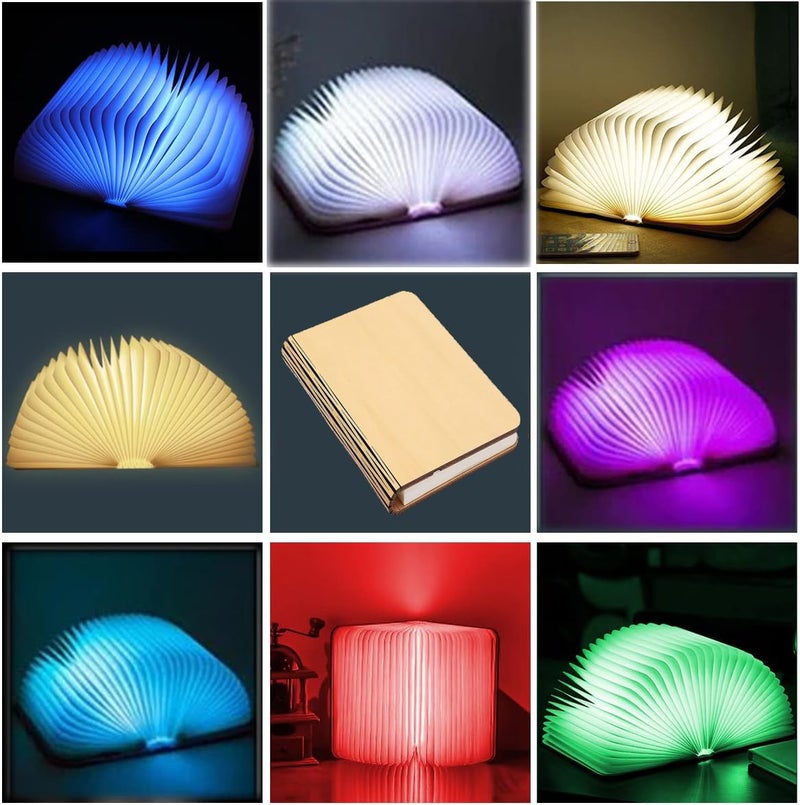 Maharsh Wooden Book Light,Novelty Folding Book Lamp, Folding Night Light,USB Rechargeable Wooden Table Lamp,Magnetic Design- Creative Gift Home Office Decor for Family Girlfriend - Image 2