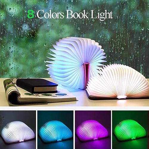 Maharsh Wooden Book Light,Novelty Folding Book Lamp, Folding Night Light,USB Rechargeable Wooden Table Lamp,Magnetic Design- Creative Gift Home Office Decor for Family Girlfriend - Image 3