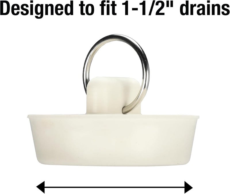 Danco 1-1/2 inch Rubber Drain Stopper, White, Carded, 80227 - Image 5