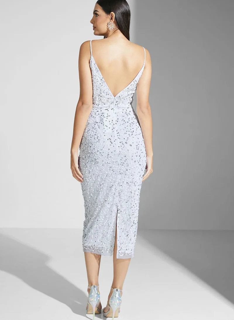 Namshi x Shouq Strappy Embellished Dress