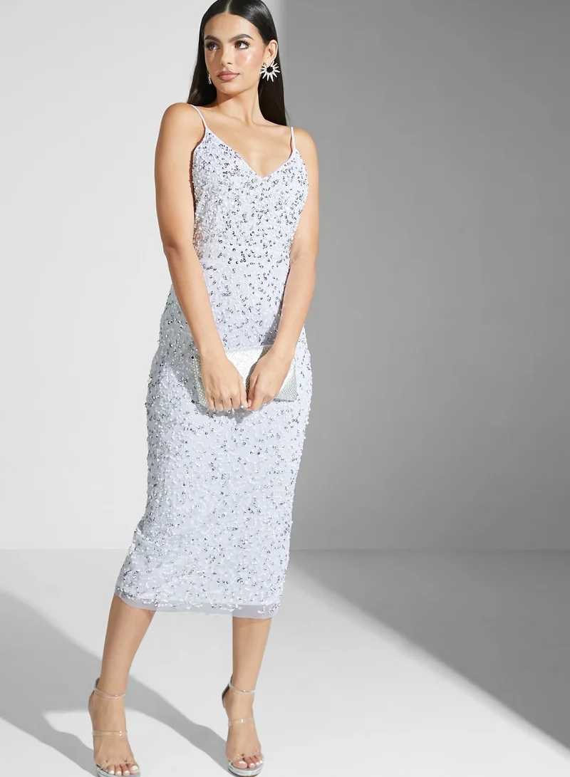 Namshi x Shouq Strappy Embellished Dress