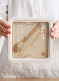 flâneur Square Lunch Box with Cutlery and Transparent Lid - Durable Lunchbox, Food Container, for School Lunches, and Travel, Leak-Proof, with Convenient Cutlery and Transparent Lid  - Image 2