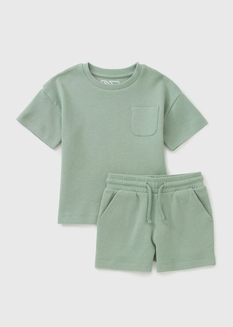 Matalan Boys Sage Waffle Top & Shorts Set
