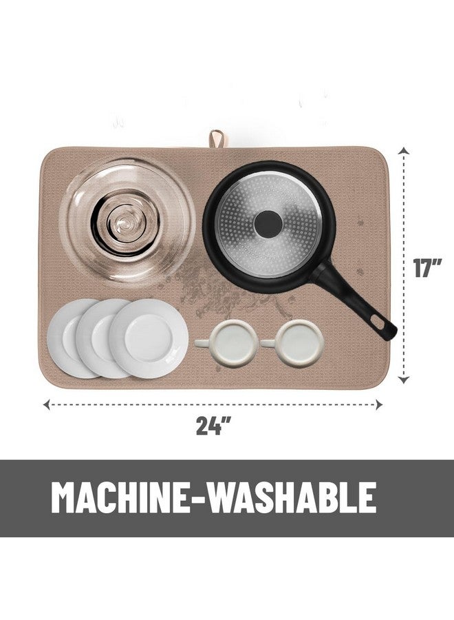 Bellemain XXL Dish Mat 24" x 17" ( LARGEST MAT ) Microfiber Dish Drying Mat , Super absorbent ( Mocha ) - Image 3