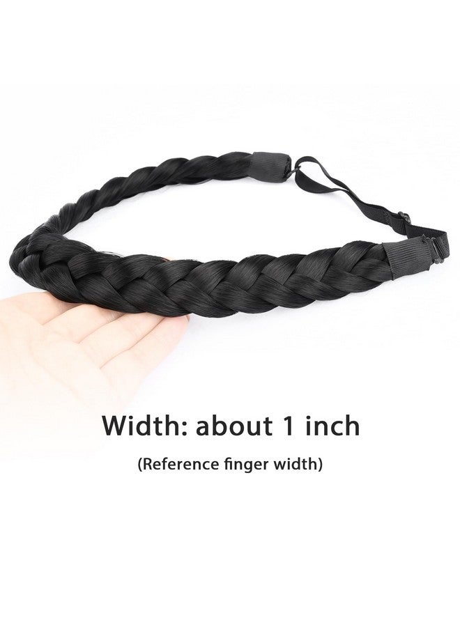 DIGUAN 2 Strands Synthetic Hair Braided Headband Classic Chunky Plaited Braids Elastic Stretch Hairpiece Women Girl Beauty Accessory 54G (Deep Brown) - Image 3
