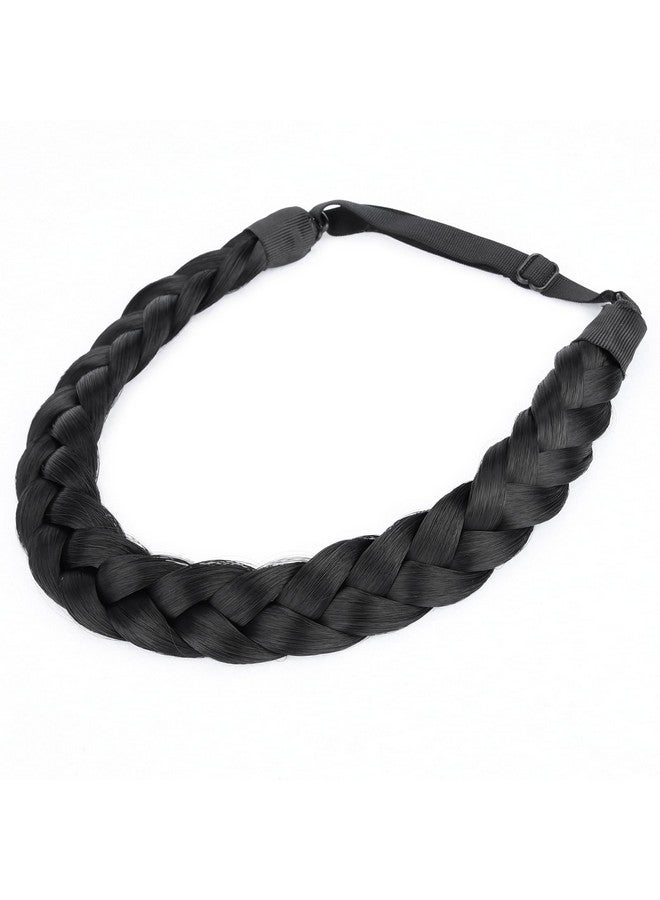 DIGUAN 2 Strands Synthetic Hair Braided Headband Classic Chunky Plaited Braids Elastic Stretch Hairpiece Women Girl Beauty Accessory 54G (Deep Brown) - Image 1
