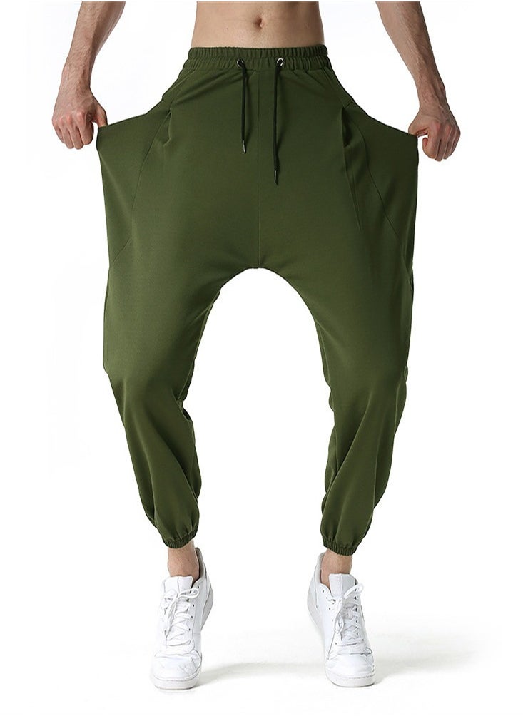Loquat - Men's Big Pocket Loose Harun Sweatpants Green - Image 1