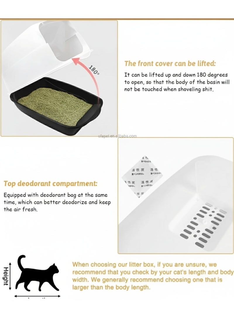 Large Enclosed Cat Litter Box, Hooded Litter Box, Flip Top Cat Litter Pan, Cat Potty with Door, Odor Control Cat Toilet, Anti-Splash Kitten Litter Boxes - Image 2