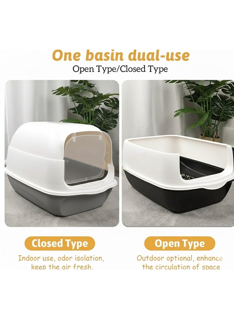 Large Enclosed Cat Litter Box, Hooded Litter Box, Flip Top Cat Litter Pan, Cat Potty with Door, Odor Control Cat Toilet, Anti-Splash Kitten Litter Boxes - Image 3