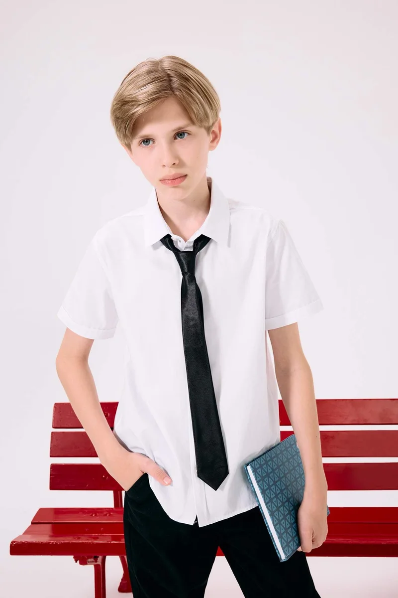 DeFacto Boy Polo Neck Poplin Short Sleeve Shirt