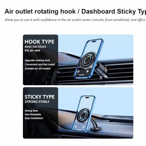 Mizi 2025 Upgraded Magnetic Car Mount – 20 N52 Strong Magnets, Phone Holder for Dashboard & Vent, 360° Rotation for iPhone 16/15/14/13/12 Pro Max – Black - Image 2