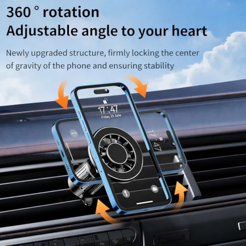 Mizi 2025 Upgraded Magnetic Car Mount – 20 N52 Strong Magnets, Phone Holder for Dashboard & Vent, 360° Rotation for iPhone 16/15/14/13/12 Pro Max – Black - Image 4