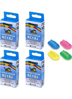 NOVA Dust-Free White Chalk 10LU (4 Boxes) and Blackboard Eraser (4 Pieces) 