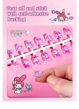 140-Piece False Nail Set, Kids Press on Nails Grils, Kids Makeup Toys, Self Adhesive Nails, Multicolour - view 3