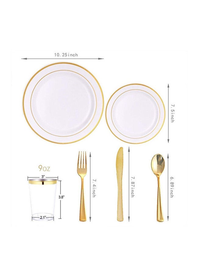 AIWANTO Dinnerware Set Gold Rim Party Disposable Plates Easy Use Plates Spoons   (150pcs)  - Image 2
