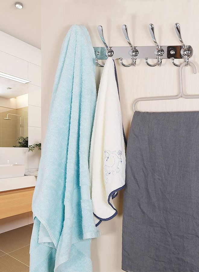 AGD 15 Hooks Stainless Steel Coat Robe Hat Clothes Wall Mount Hook Hanger Towel Rack Silver - Image 3