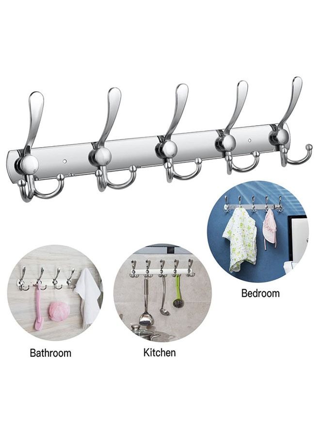 AGD 15 Hooks Stainless Steel Coat Robe Hat Clothes Wall Mount Hook Hanger Towel Rack Silver - Image 2