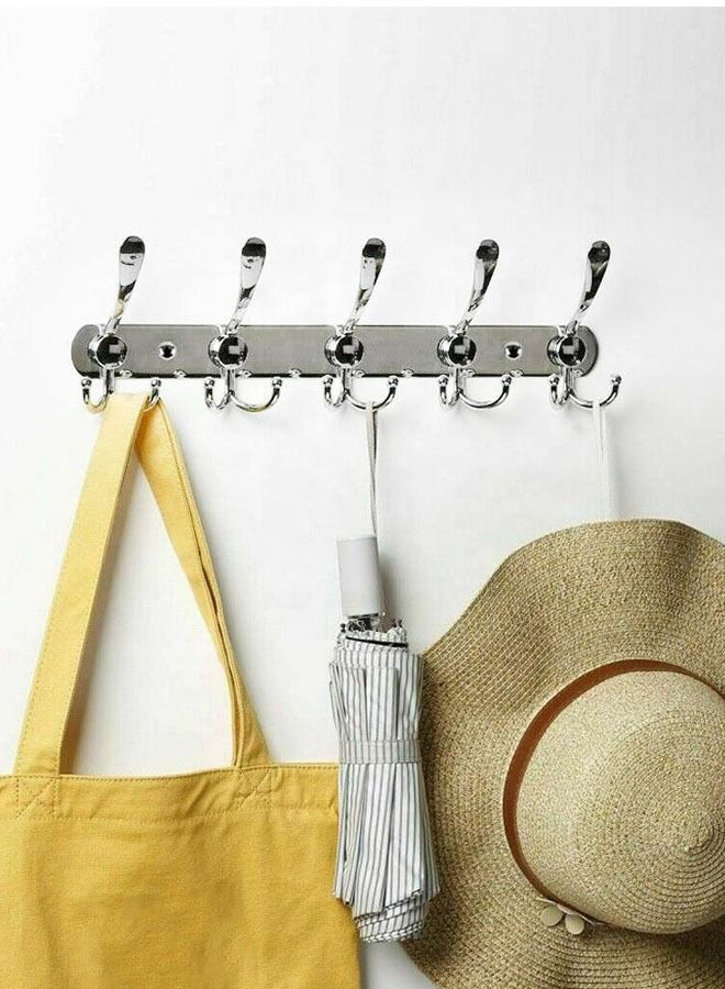 AGD 15 Hooks Stainless Steel Coat Robe Hat Clothes Wall Mount Hook Hanger Towel Rack Silver - Image 5