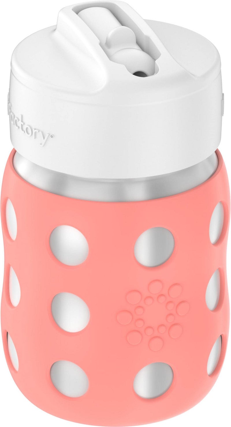 Lifefactory 8-Ounce Stainless-Steel Vacuum-Insulated Wide-Neck Baby Bottle with Straw Cap, Cantaloupe (LS2241WCA4) - Image 2