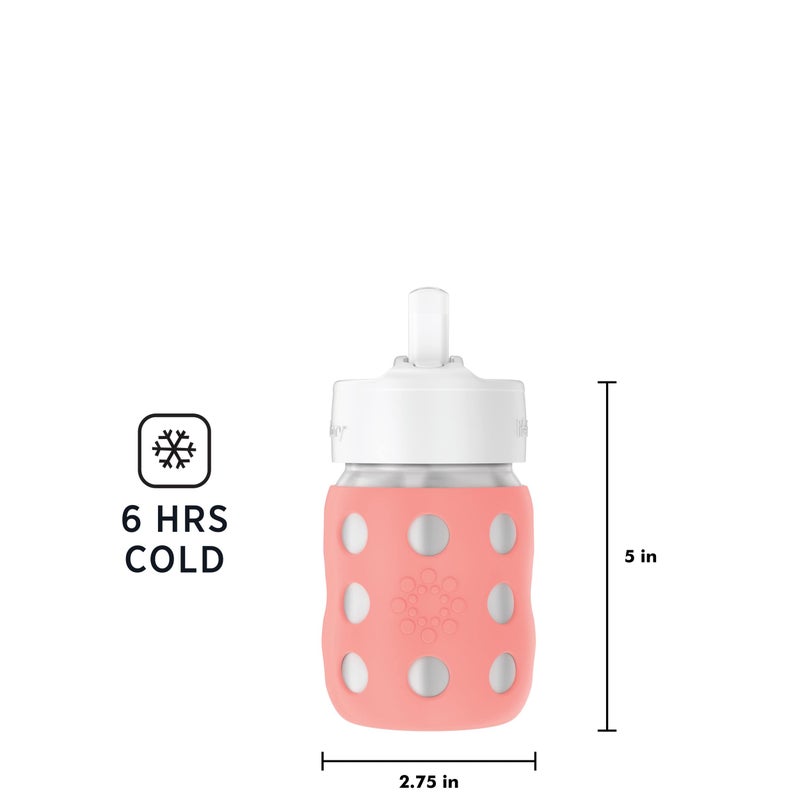 Lifefactory 8-Ounce Stainless-Steel Vacuum-Insulated Wide-Neck Baby Bottle with Straw Cap, Cantaloupe (LS2241WCA4) - Image 4