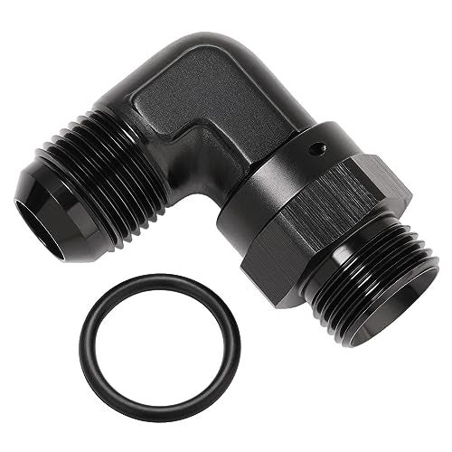 Podavelle 10AN Male Flare to 10AN 10 ORB Oring Boss 90 Degree Swivel Fitting Adapter Aluminum Black - Image 1