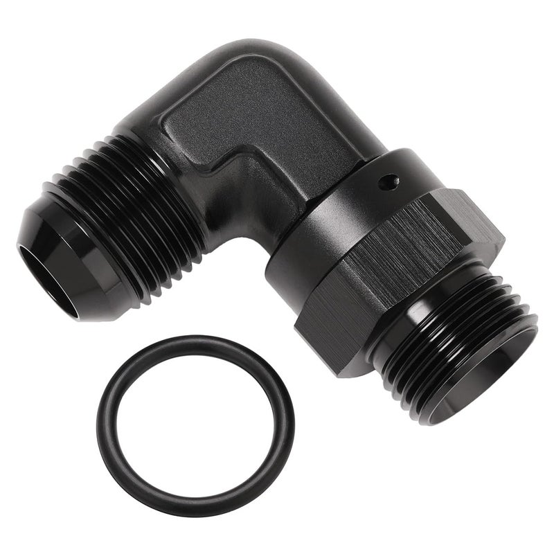 Podavelle 10AN Male Flare to 10AN 10 ORB Oring Boss 90 Degree Swivel Fitting Adapter Aluminum Black - Image 2