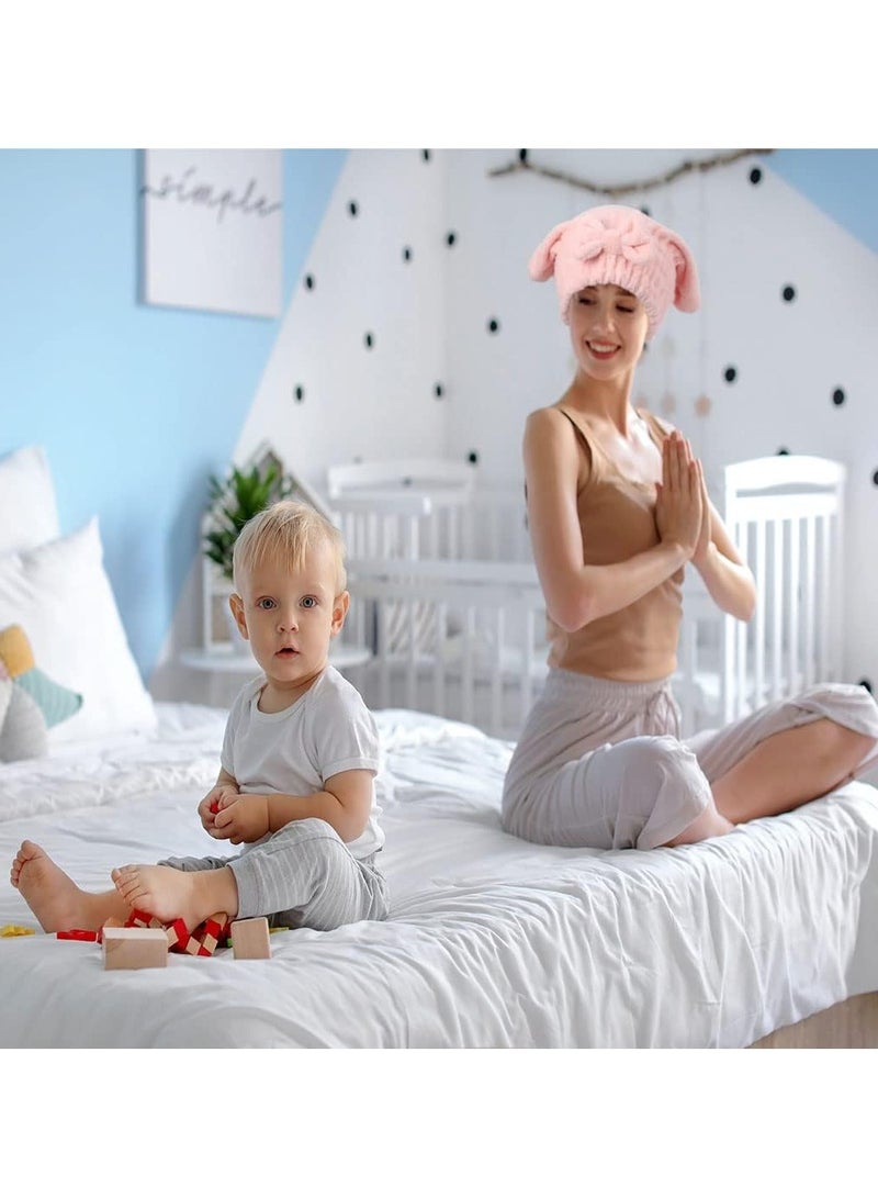 Goolsky 1 قطعة قبعات تجفيف الشعر من الفليس الناعم، ماصة سريعة الجفاف، لف رأس الدش، توربان مزين بعقدة جميلة، لف منشفة الشعر للنساء - Image 5