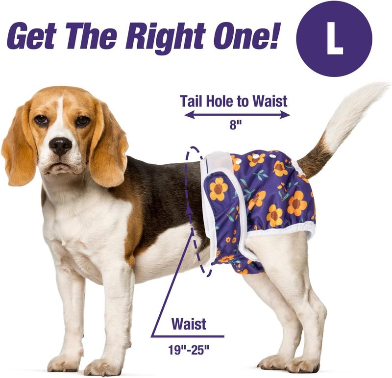 Pet Soft Washable Female Diapers (3 Pack) – Female Dog Diapers, Comfort Reusable Doggy Diapers for Girl Dog in Period Heat (Cute Flower, L) - Image 4