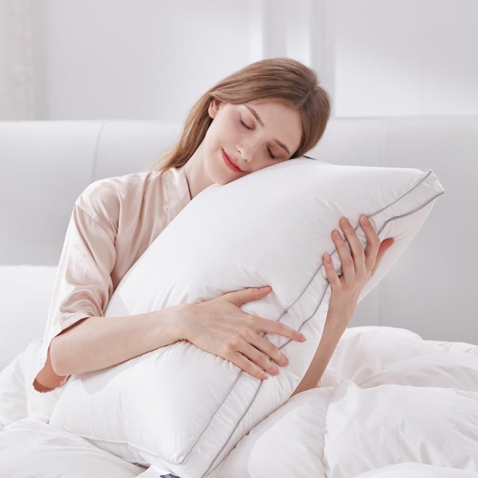 LUXURY FEATHER DOWN PILLOW KING SIZEFIRM GUSSETED BED PILLOWS FOR SLEEPING HOTEL COLLECTION FLUFFY PILLOW 18X34 PACK OF 1